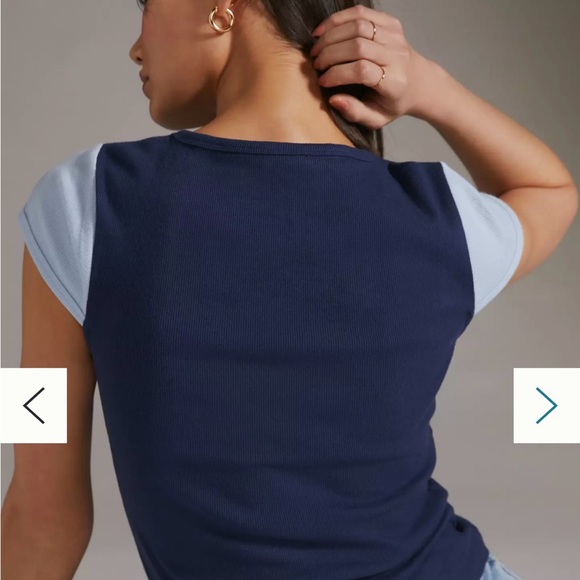 NWOT Maeve Cutout Colorblock Baby Tee in size L - Picture 4 of 7